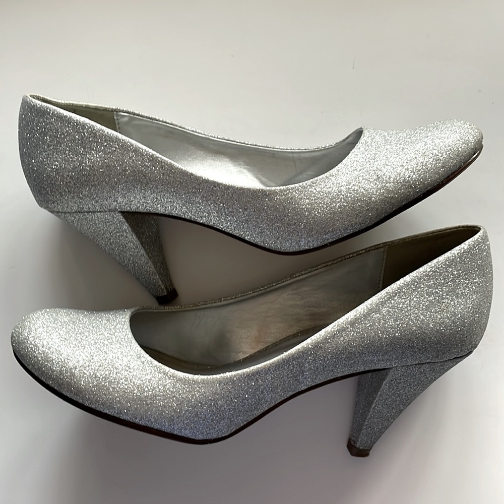 Glitter Heels Silver Size 7.5